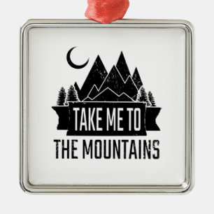 Ornement Carré Argenté Randonnée - Emmenez-moi dans les montagnes