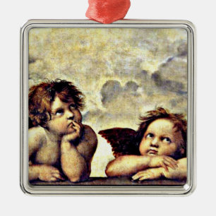 Ornement Carré Argenté Raphael : Putti, Détail de la Vierge Sixtine,