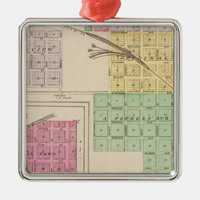 Ornement Carré Argenté Reece, Fall River, Hamilton et Climax, Kansas (Devant)