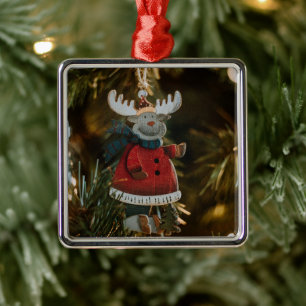 Ornement Carré Argenté Reindeer Ornament Christmas