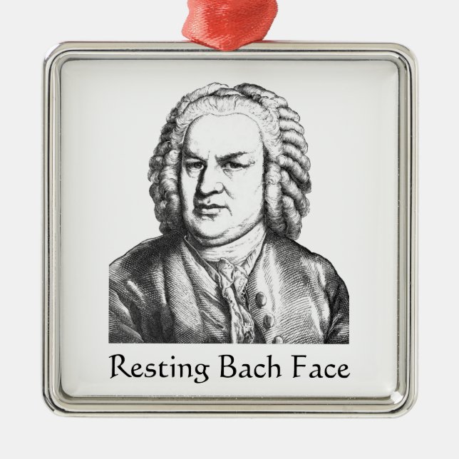 Ornement Carré Argenté Repose Bach Face Compositeur de musique classique (Devant)