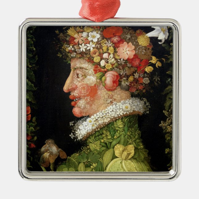 Ornement Carré Argenté Ressort, une série dépeignant les quatre saisons (Devant)