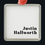 Ornement Carré Argenté Rétro Moderne Nom minimum ou Modèle d'entreprise<br><div class="desc">Un design de style moderne que vous pouvez customiser à votre guise.</div>