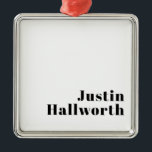 Ornement Carré Argenté Rétro Moderne Nom minimum ou Modèle d'entreprise<br><div class="desc">Un design de style moderne que vous pouvez customiser à votre guise.</div>