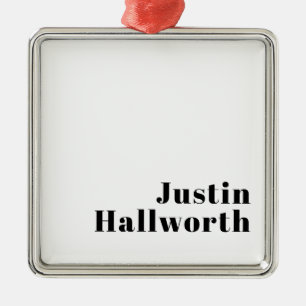 Ornement Carré Argenté Rétro Moderne Nom minimum ou Modèle d'entreprise