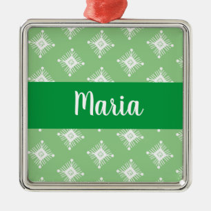 Ornement Carré Argenté Rétro Snowflakes Design Christmas Present