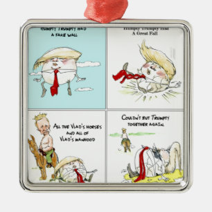 Ornement Carré Argenté Rick London "Trumpty Dumpty" Cadeau drôle Trump