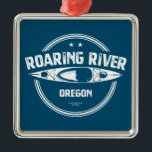 Ornement Carré Argenté Rivière Roaring Oregon Kayak<br><div class="desc">La rivière Roaring,  en Oregon,  traverse la forêt ancienne de Douglas Fir,  dans la nature sauvage de la rivière Roaring. Elle est une destination extraordinaire pour le kayak,  le canoë et la pêche.</div>