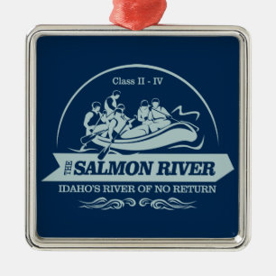 Ornement Carré Argenté Rivière saumon (rafting2)