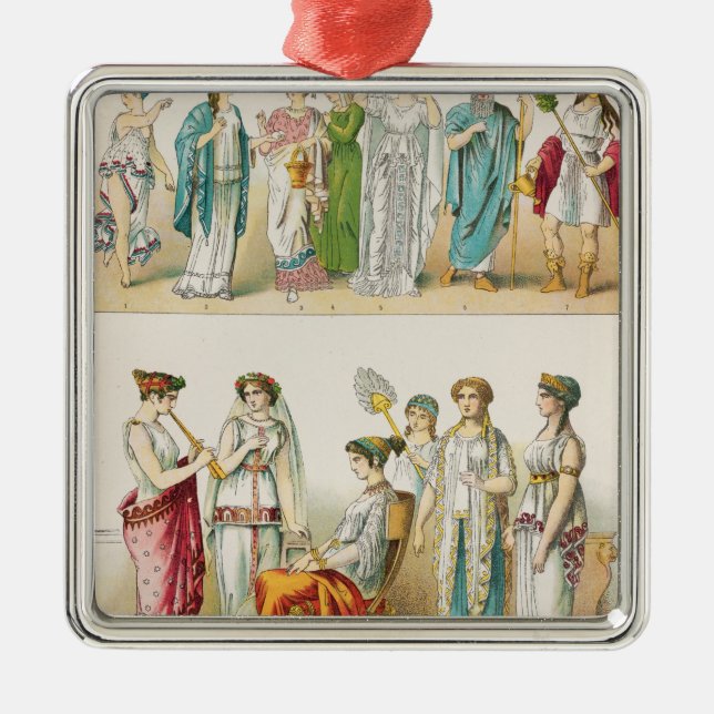 Ornement Carré Argenté Robe théâtrale grecque (Devant)