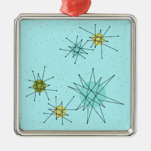Ornement Carré Argenté Robin's Oeuf Blue Starbursts Xmas Ornament