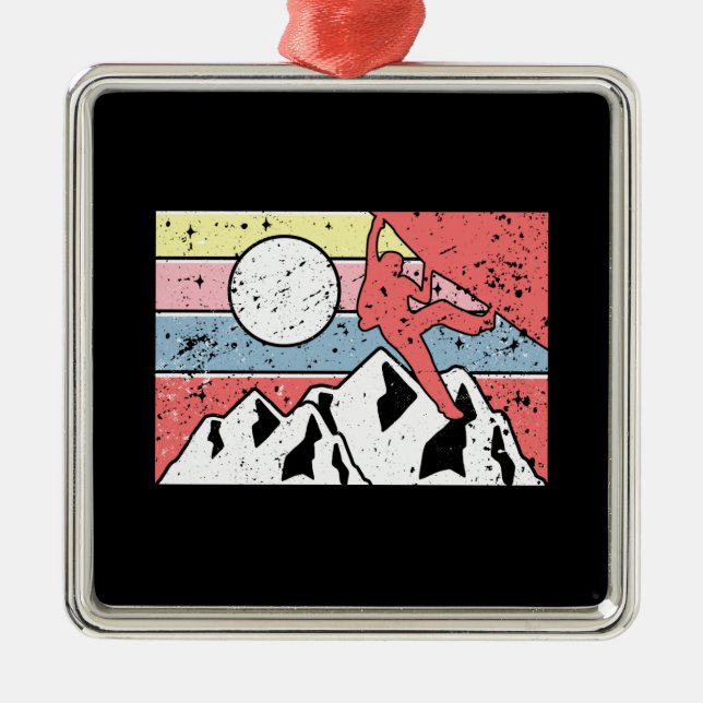 Ornement Carré Argenté Rock Escalade Retro Vintage (Devant)