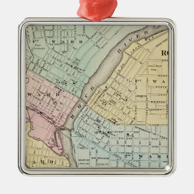 Ornement Carré Argenté Rockford, Sterling et automnes de roche (Devant)