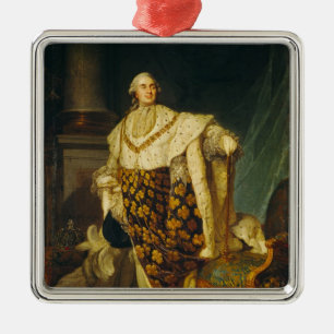 Ornement Carré Argenté Roi de Louis XVI de la France dans des robes