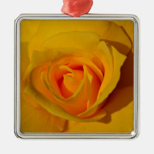Ornement Carré Argenté Rose jaune fleur florale élégante