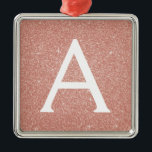 Ornement Carré Argenté Rose Rose Parties scintillant Or & Monogramme étin<br><div class="desc">Parties scintillant Rose Rose Gold Faux et Élégant monogramme ornement de Noël. Cet ornement peut être customisé pour inclure votre nom initial et prénom.</div>