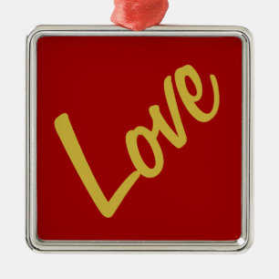 Ornement Carré Argenté Rouge Écarlate Or Couleurs Amour Mariage Calligrap