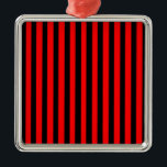 Ornement Carré Argenté Ruby Black<br><div class="desc">Ruby Black est un design simple de bandes noires et rouges qui convient à toutes les occasions et à tous les objets. Cette image est disponible sur une variété d'autres produits,  il suffit de cliquer sur le lien sous la photo près de "About this Design".</div>