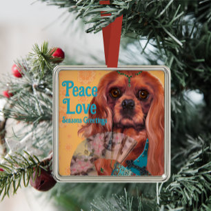 Ornement Carré Argenté Ruby Cavalier King Charles Ornament