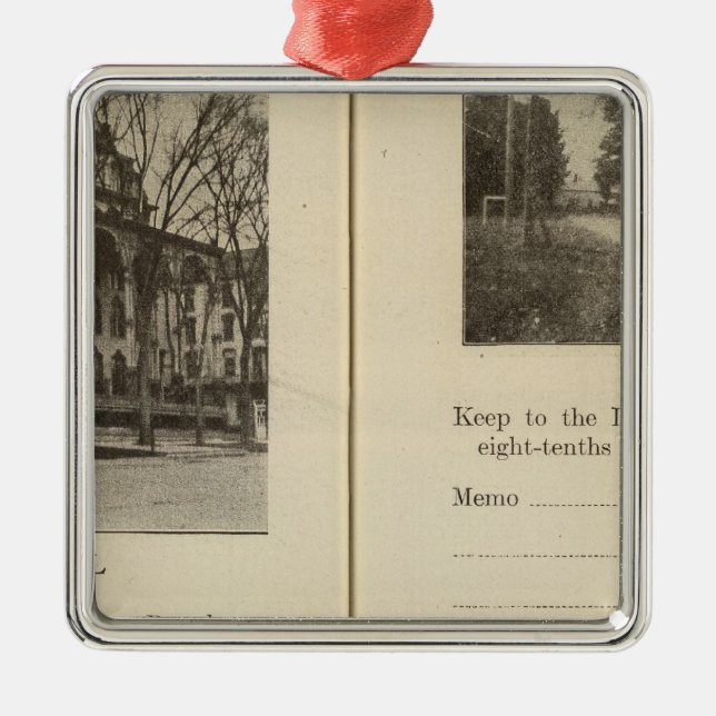 Ornement Carré Argenté Rue importunante de Saratoga Springs (Devant)