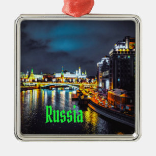Ornement Carré Argenté Russie ou Fédération de Russie Moscou la nuit