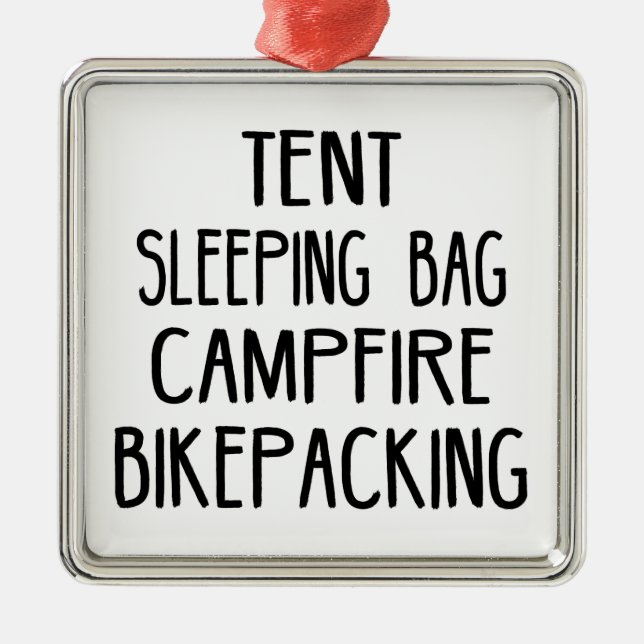 Ornement Carré Argenté Sac à couchage Tente Feu de campagne Bikepacking (Devant)