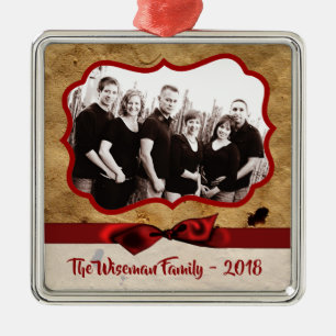 Ornement Carré Argenté Sac en papier de Noël personnalisé