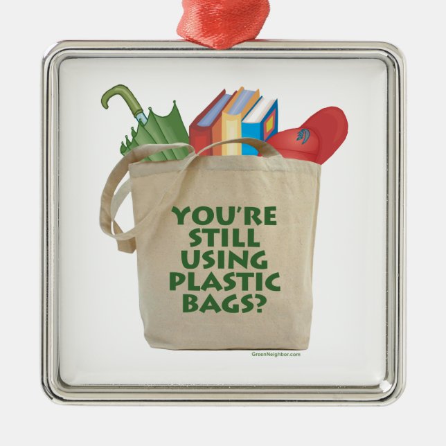 Ornement Carré Argenté Sacs en plastique (Devant)