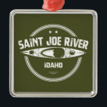 Ornement Carré Argenté Saint Joe River Idaho Kayak<br><div class="desc">La rivière St. Joe,  "Shadowy",  coule sur les pentes ouest de la chaîne de montagnes Bitterroot depuis ses sources au lac St. Joe,  près de la ligne de l'État Idaho-Montana.</div>