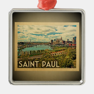 Ornement Carré Argenté Saint-Paul Minnesota Ornament Vintage Travel St