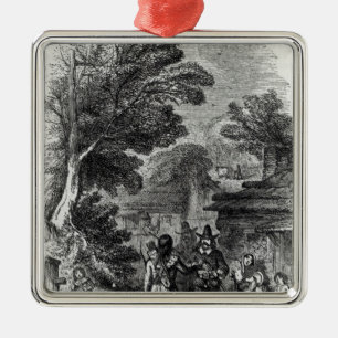 Ornement Carré Argenté Samoset, le visiteur indien