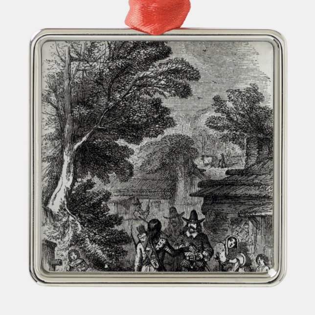 Ornement Carré Argenté Samoset, le visiteur indien (Devant)