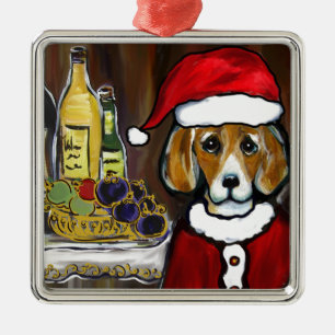 ORNEMENT CARRÉ ARGENTÉ SANTÉ BEAGLE