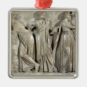 Ornement Carré Argenté Sarcophage des Muses