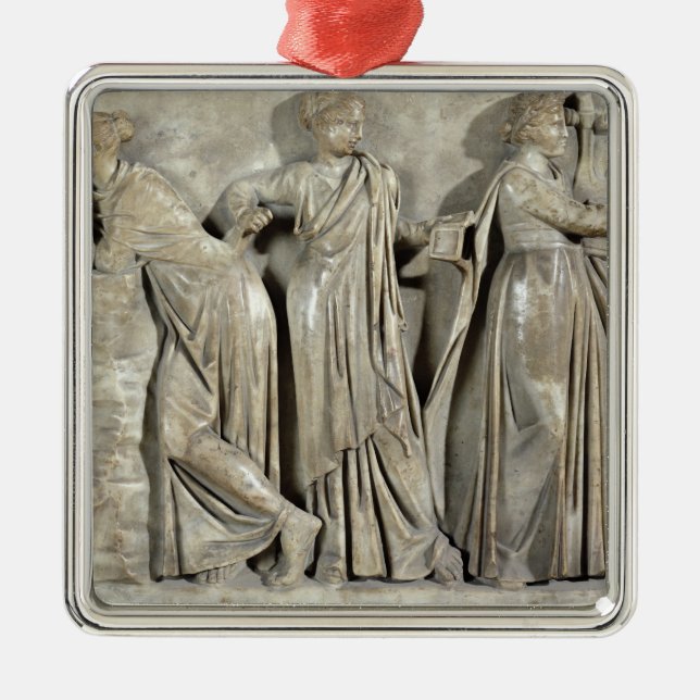 Ornement Carré Argenté Sarcophage des Muses (Devant)