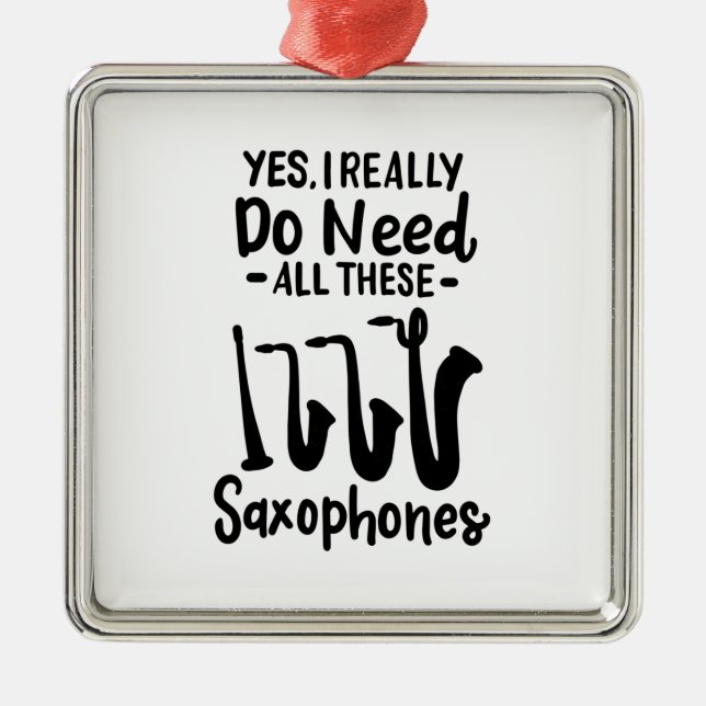 Ornement Carré Argenté Saxophone - Types de saxophones (Devant)