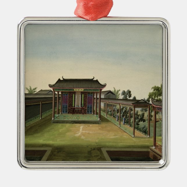 Ornement Carré Argenté Scène de jardin, c.1820-40 (la semaine sur le (Devant)