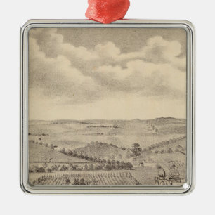 Ornement Carré Argenté Scène de matin, ferme courante de rivières de JD