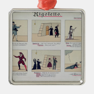 Ornement Carré Argenté Scènes de l'opéra 'Rigoletto