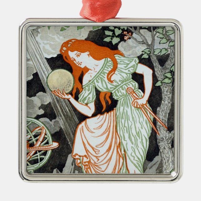 Ornement Carré Argenté Scientifique féminine (Femmes en sciences et en te (Devant)