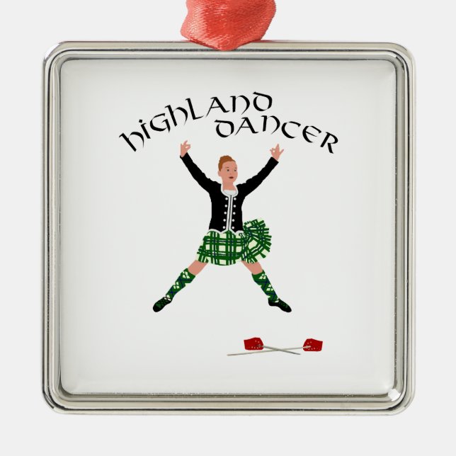 Ornement Carré Argenté Scottish Sword Dancer - Ghillie Callum (Devant)