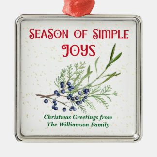 Ornement Carré Argenté Season of Simple Joys Blue Juniper Christmas