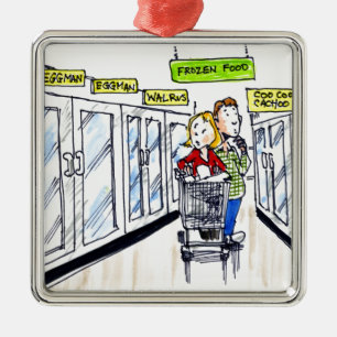 Ornement Carré Argenté Section des Aliments Surgelés du Morse