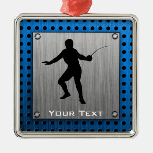 Ornement Carré Argenté Sembler balayé en métal clôturant la silhouette