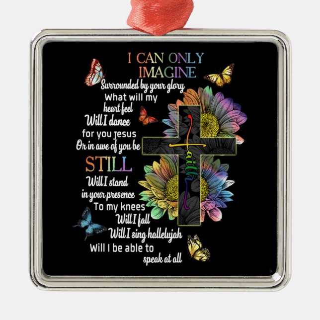 Ornement Carré Argenté Sensibilisation sur l'autisme Je Ne Peux Imaginer  (Devant)