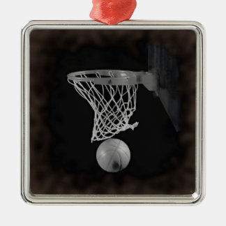 Ornement Carré Argenté Sepia Basketball