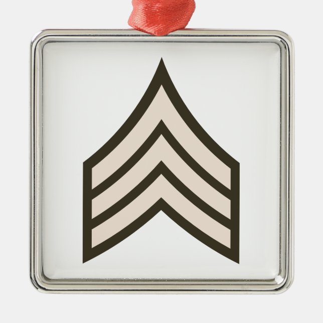 Ornement Carré Argenté Sergent d'armée (Devant)