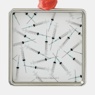 Ornement Carré Argenté Seringues 2