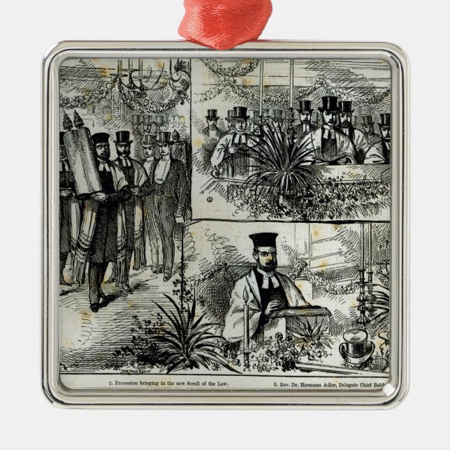 Ornement Carré Argenté Service à la synagogue juive (Devant)