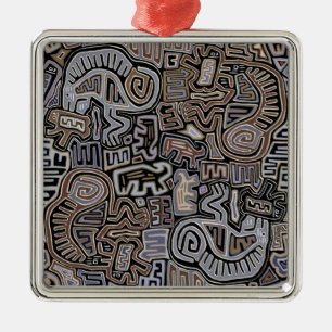 Ornement Carré Argenté Shaman Peyote Serpent spirituels rituels